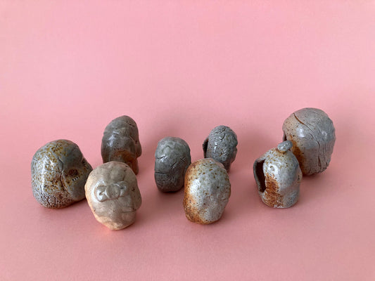 Pinched Girl Faces (Wood/Soda)