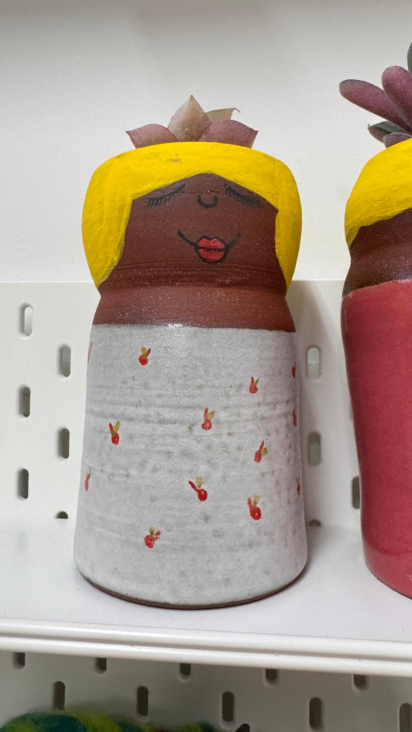 Cherry Lady Whimsical Ceramic Planter