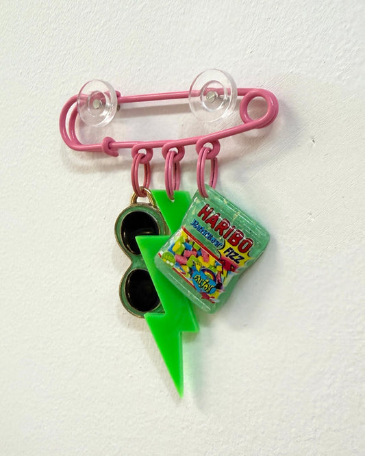 Candy Brooch - pink + green