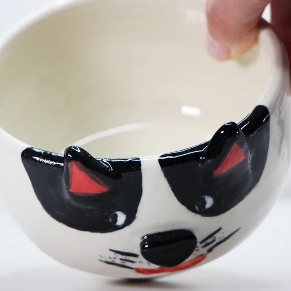 Large Cat-Faced Ceramic Yarn Bowl