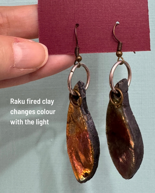 Raku fired clay earrings - 1