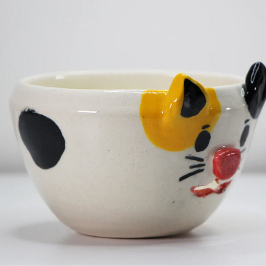 Small Cat-Faced Ceramic Yarn Bowl