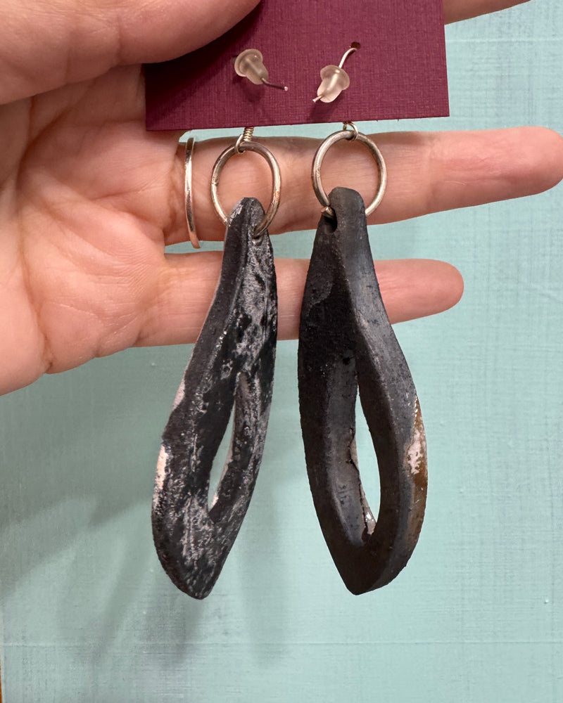 Raku fired clay earrings - 2