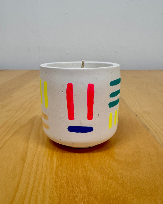 Beeswax Candle + Holder - stripes