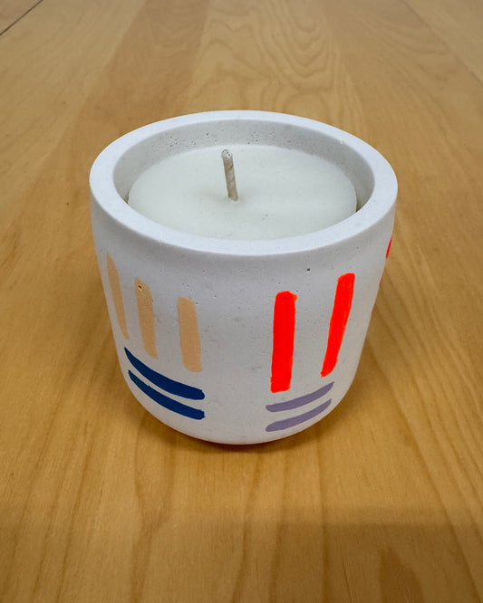 Beeswax Candle + Holder - stripes