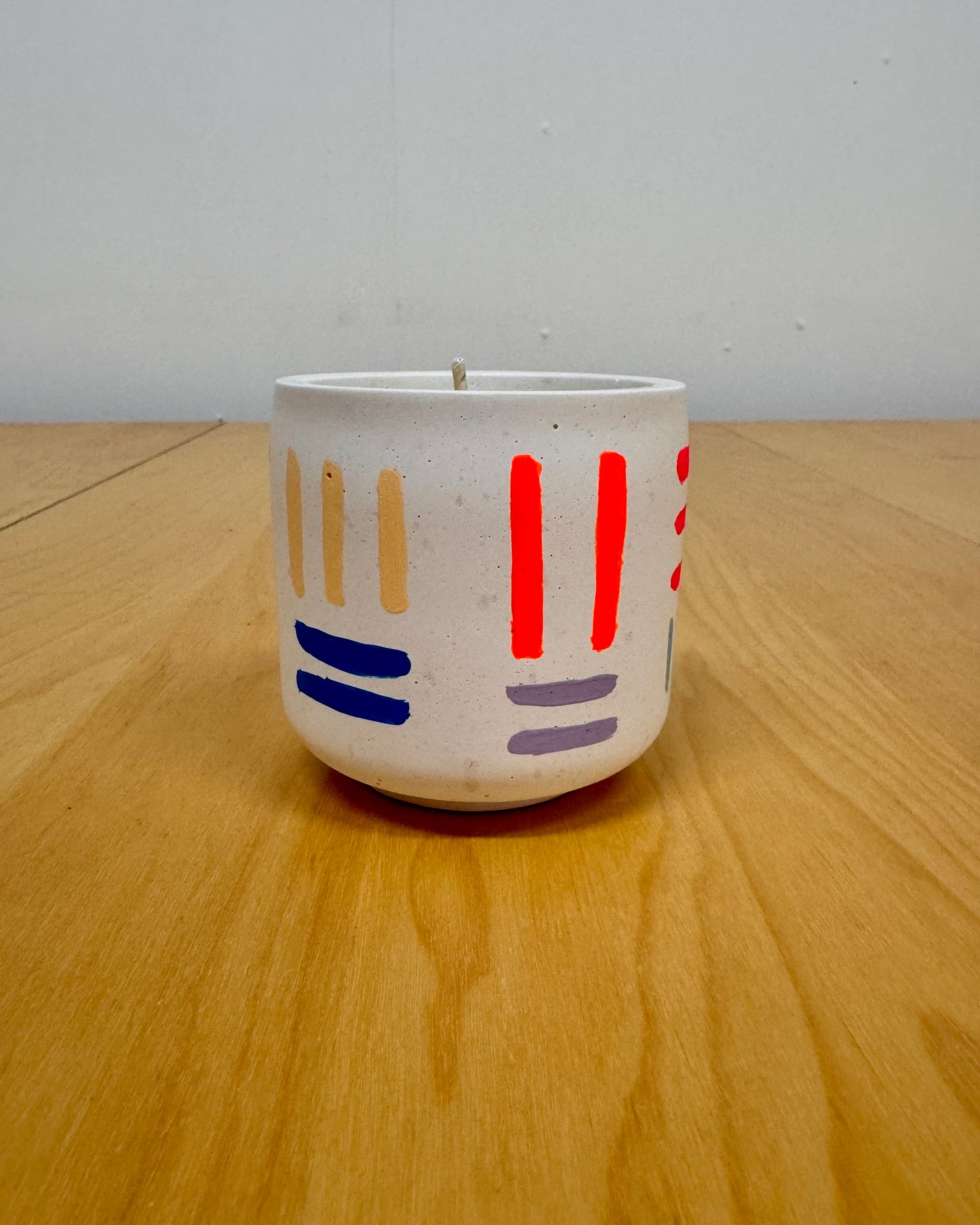 Beeswax Candle + Holder - stripes