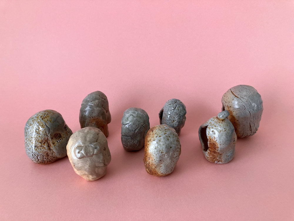 Pinched Girl Faces (Wood/Soda)