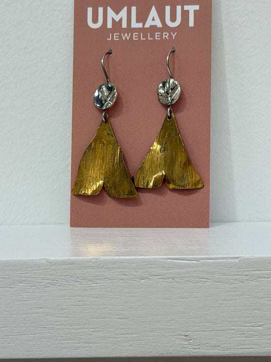 Thyme Earrings - silver and brass collection