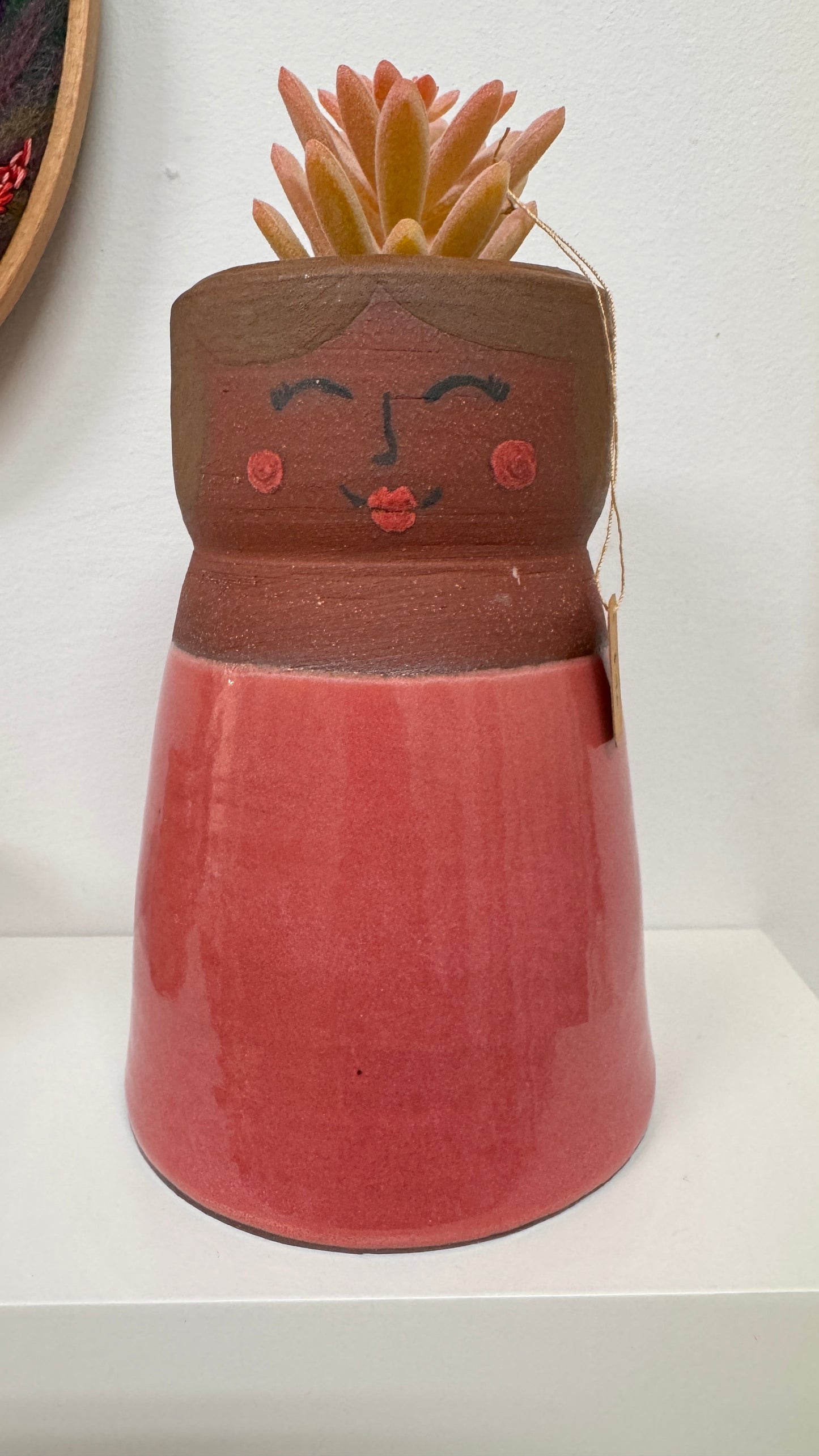 Red Dress Lady Ceramic Planter