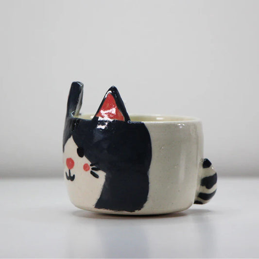 Black Ear Cat Ceramic Candle Holder