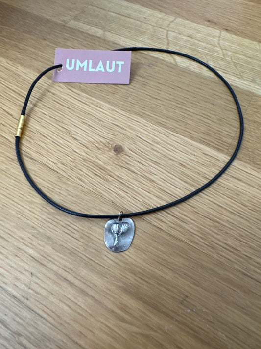 Flower Bud Leather and Silver Bracelet/Necklace