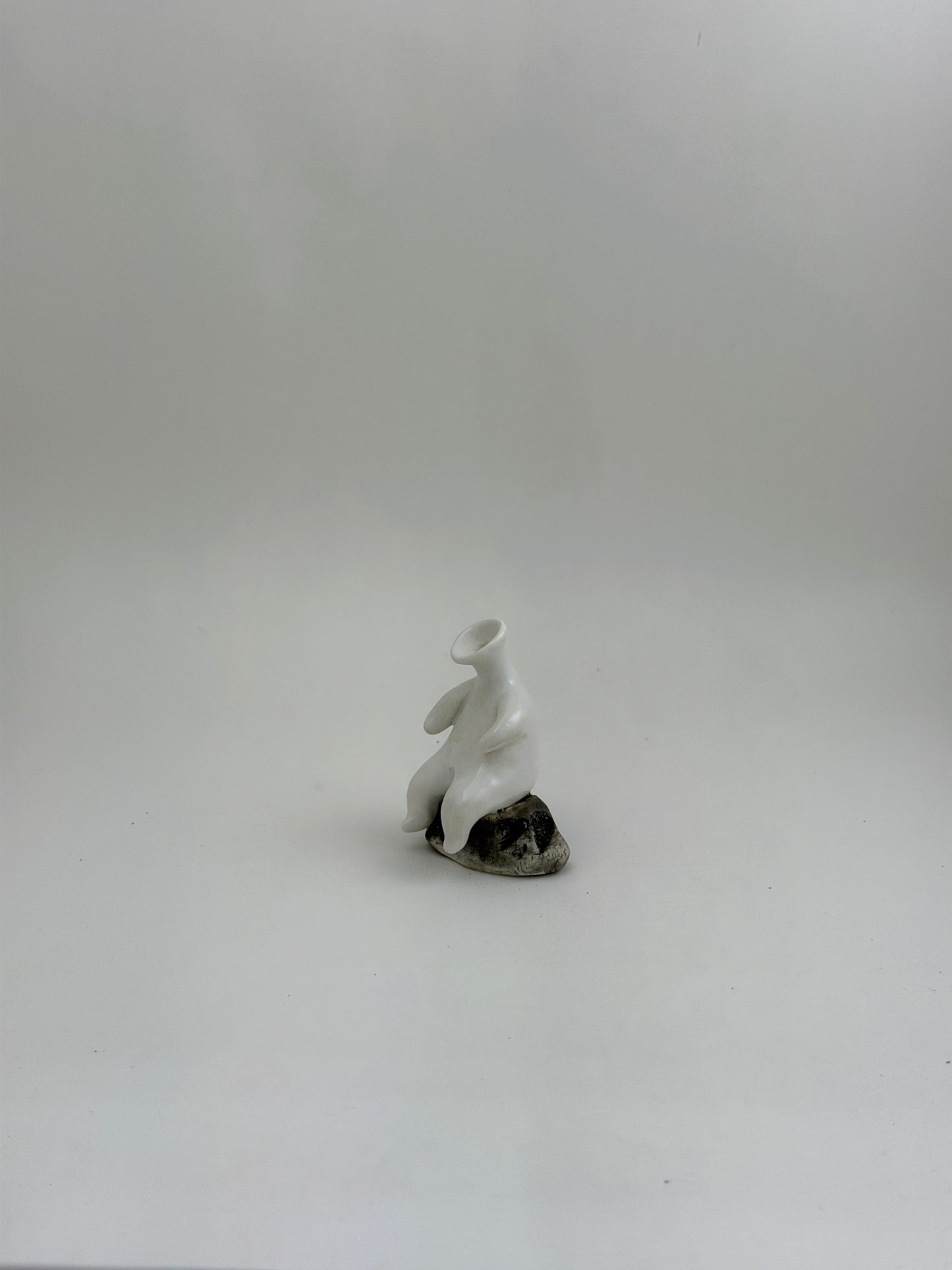 Tiny Vase Person Sitting on a Rock