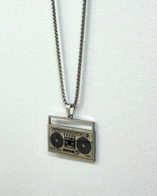 Ghetto Blaster necklace - silver