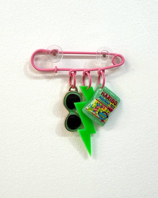 Candy Brooch - pink + green