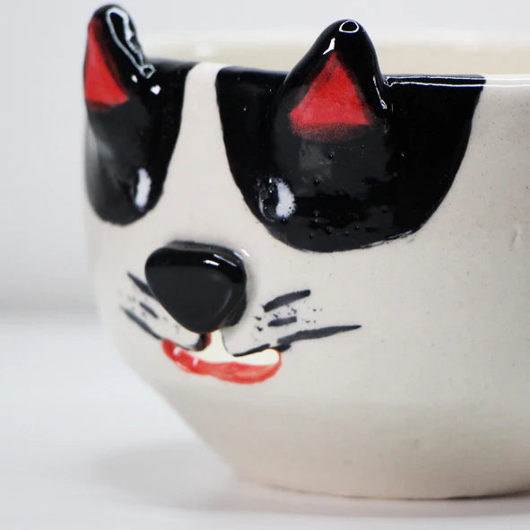 Large Cat-Faced Ceramic Yarn Bowl
