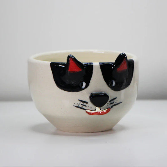 Large Cat-Faced Ceramic Yarn Bowl