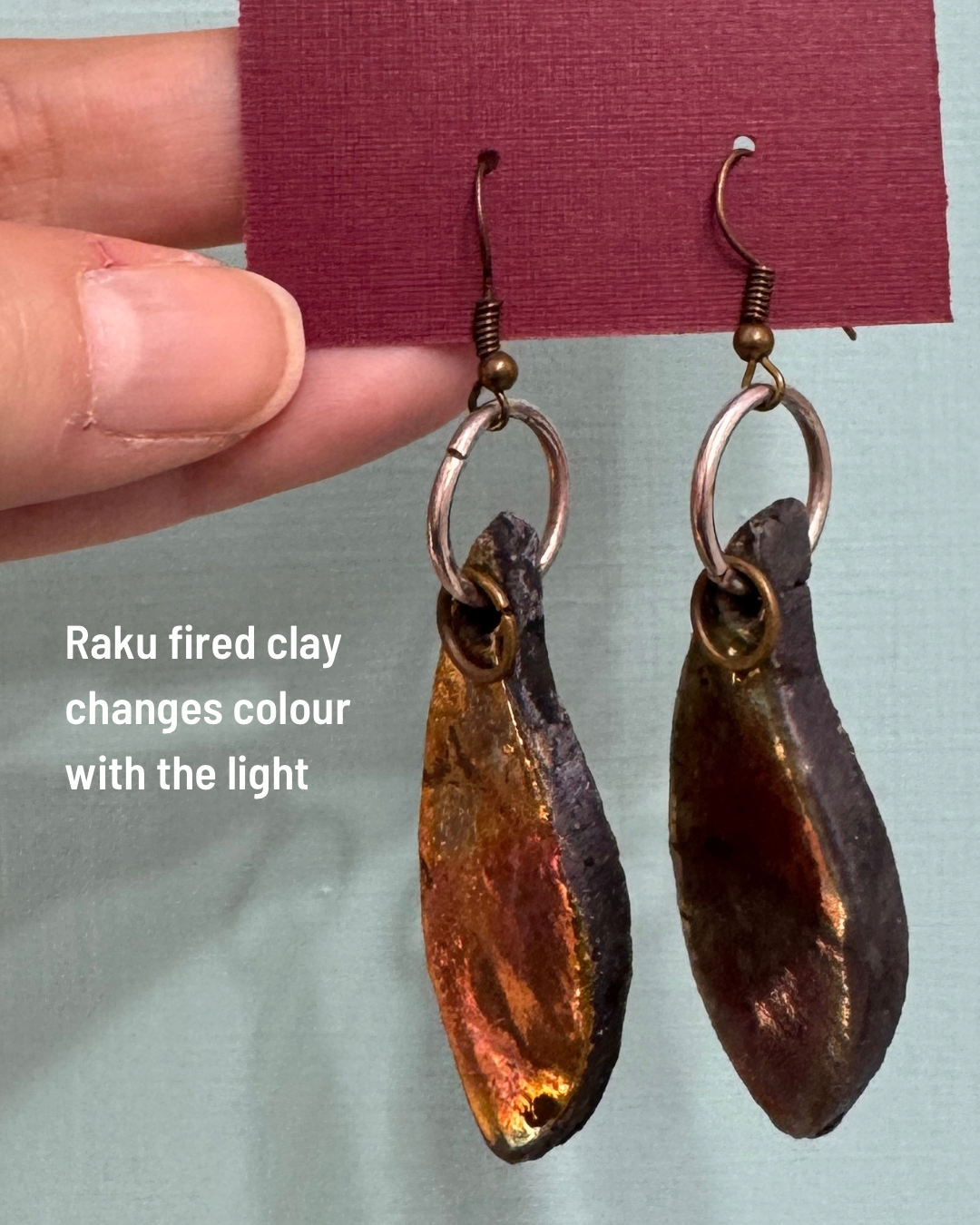 Raku fired clay earrings - 1