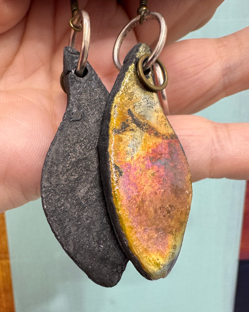 Raku fired clay earrings - 1