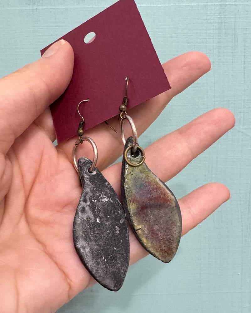 Raku fired clay earrings - 1