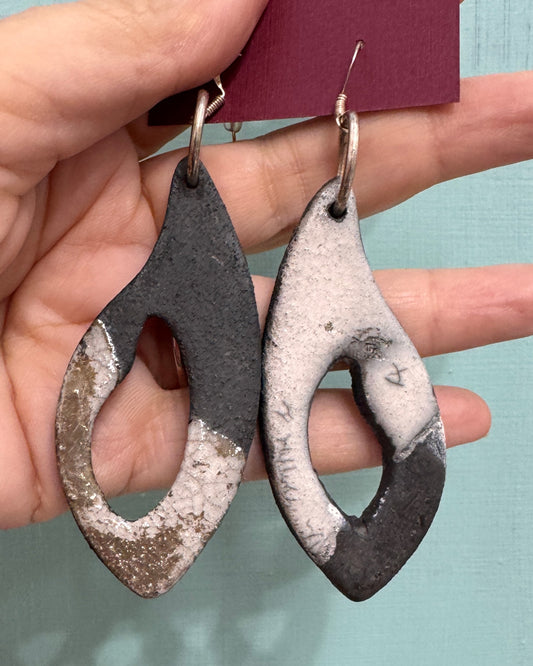Raku fired clay earrings - 2