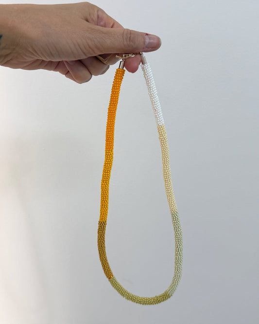Bead rope necklace - yellow, green, cream